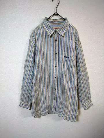 레어 90년대~00년대 맥레거 긴팔 셔츠 남성용 XL 스트라이프 면