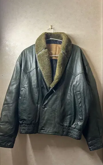NINA RICCI 천연 가죽 다크 그린 자켓