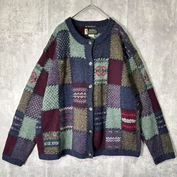 eddie bauer 패치워크 스티치 니트 가디건 올 패턴