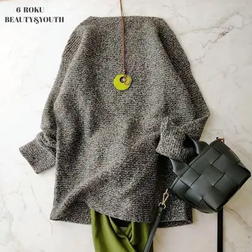 록 유나이티드 애로우즈 긴팔 울 니트 믹스사 보트넥