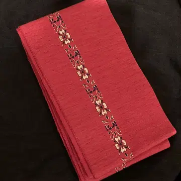 키류 직조 홍화염 꽃 문양 자수 반폭 오비