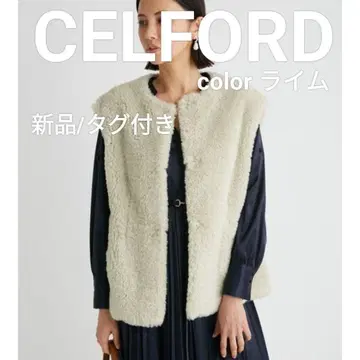 새상품 CELFORD 에코 퍼 베스트 라임 셀포드 퍼 베스트