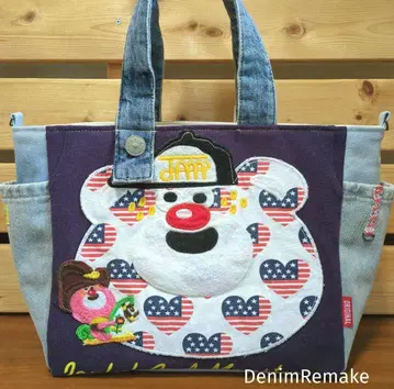 데님 리메이크 토트백 라이트 블루