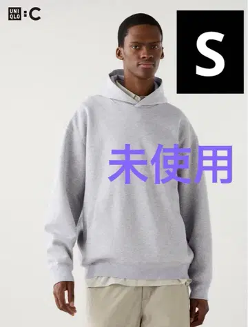새상품 유니클로C 맨투맨 오버 사이즈 후드티 그레이 S 사이즈 남성용