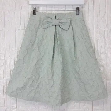 에프데 스커트 귀여운 민트 계열 꽃무늬 리본 악센트 [ a41 ]