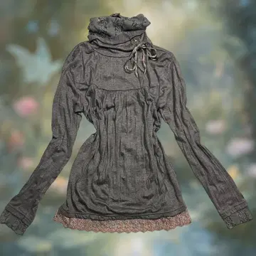 00s 레이스 프릴 리본 롱t 브라운 페어리 그런지 모리걸