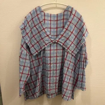 체크 무늬 오버 사이즈 셔츠