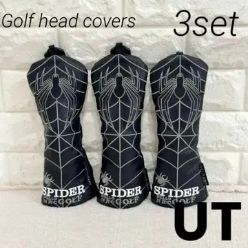 [ UT ] 골프 클럽 헤드커버 유틸리티 3세트 블랙 스파이더