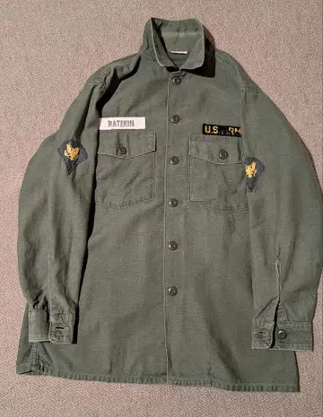 60s 미군 실물 빈티지 OG107 셔츠 소매 2nd 풀 패치 카키