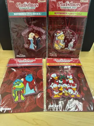 해피 복권 디즈니 크리스마스 오너먼트 아크릴 오너먼트 4개 세트
