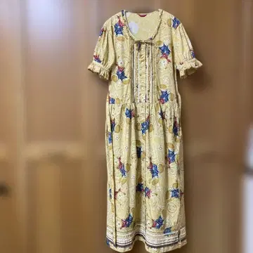 핑크하우스 반다나 곰 패턴 롱 원피스