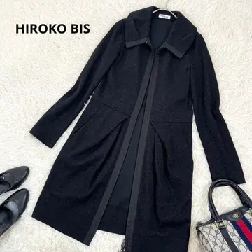 히로코비스 압축 울 프론트 오픈 더블 지퍼 롱 코트 모 100%
