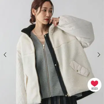 리버서블 퀼트 블루종 아이보리 블랙 M