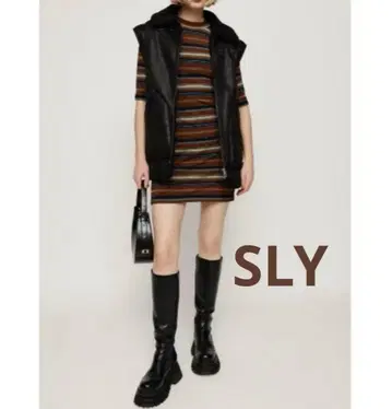 SLY 멀티 보더 멀티 보더 숏 원피스 미니