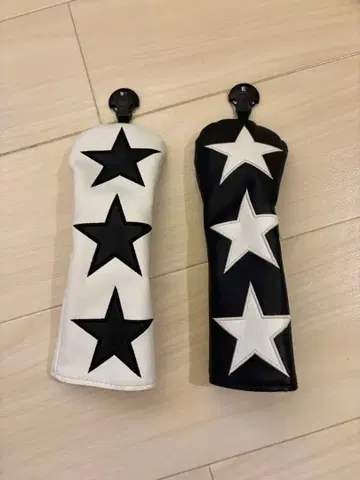 유틸리티용 골프헤드커버 화이트 블랙 로브스틴 2개 세트