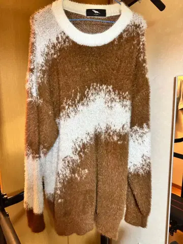 FVLMEN 보아 스웨터 L 브라운/화이트