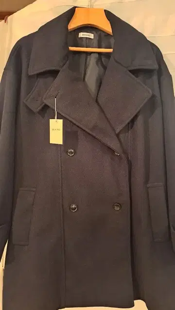 블랙 더블 브레스트 코트 M 새상품급