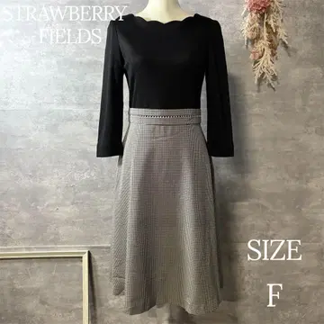 스트로베리 필드 도킹 원피스 하운드투스 패턴 블랙 프리 사이즈