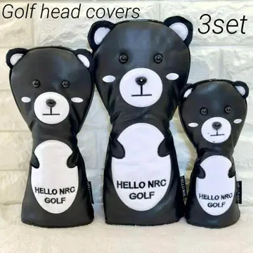 골프클럽 헤드커버 블랙 곰 드라이버 페어 웨이 3세트
