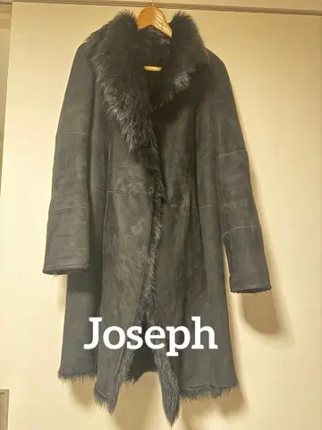 블랙 무스탕 롱 코트 조셉