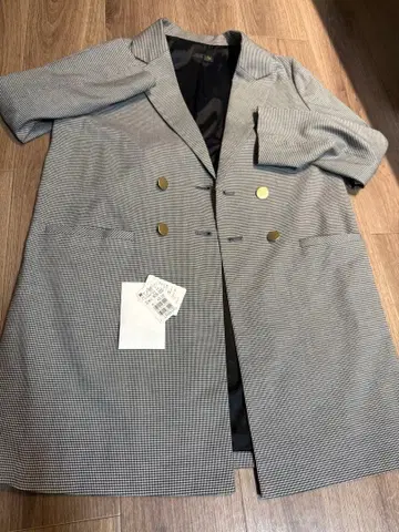 Agy 하운드투스 패턴 더블 브레스트 자켓