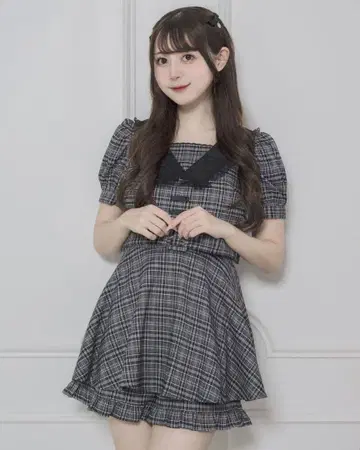 pium 프론트 리본 튤 칼라 셋업