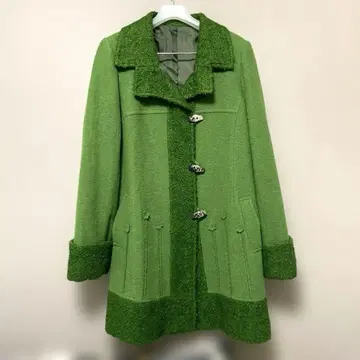 빈티지 더플 코트 롱 그린 꽃 구제 의류 used 레트로