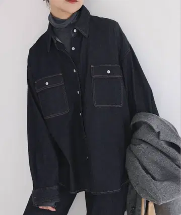 완판템 헬시 데님 SLOBE 별주 데님 셔츠 petit Almond