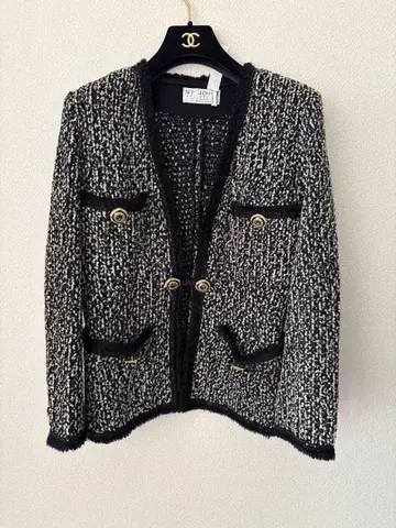 ST JHON/세인트존/노카라 트위드 자켓 블랙&화이트