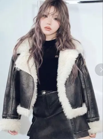 MURUA 빈티지 스타일 숏 페이크 무스탕