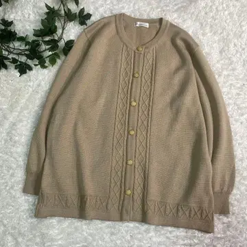 베이지 계열 레트로 울 혼방 니트 가디건