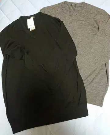 UNIQLO 엑스트라 파인 메리노울 XL 블랙, 그레이 니트