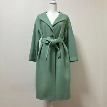 TIARA 티아라 울 100% 롱 코트 그린 가을 겨울 성인 고급