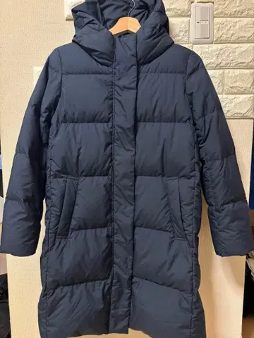 무인양품 MUJI 롱 다운 코트 네이비 M 후드 있음