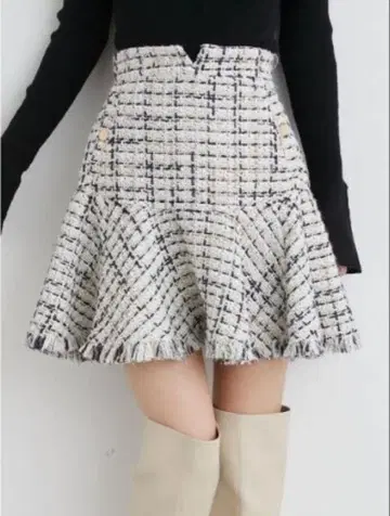 릴리 브라운 프린지 트위드 스커트 0 사이즈