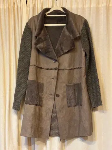 브라운 롱 코트 L