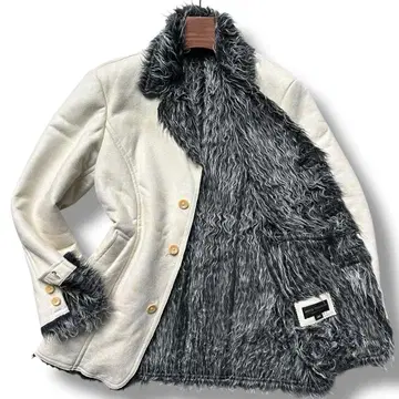 레어 멘티노라스 무스탕 자켓 재기 화이트 L 본견 가죽