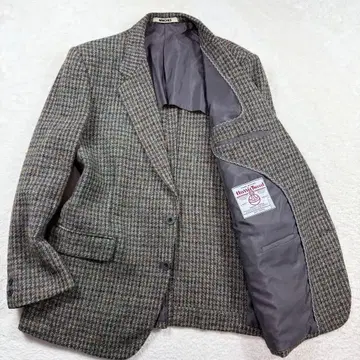 해리스 트위드 테일러드 자켓 체크 브라운 XL 상당 트위드