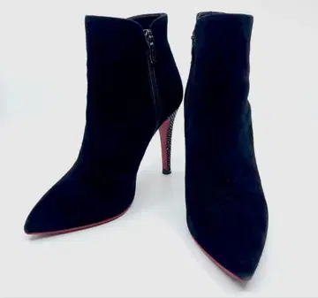 다이애나 22.5 블랙 스웨이드 레드 밑창 큐빅 힐 반짝이