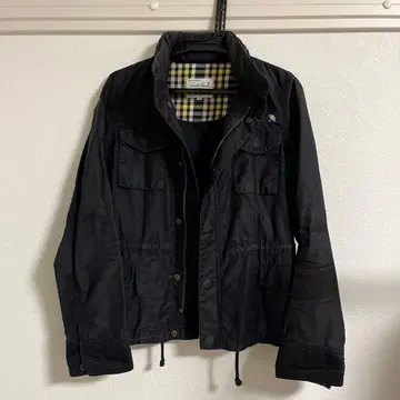 블랙 밀리터리 자켓 체크 안감