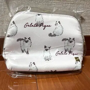 젤라토 피케 고양이 패턴 새틴 파우치