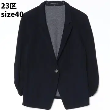 23구 워셔블 테일러드 자켓 사이즈 40 겉옷 칠부 소매 네이비 L