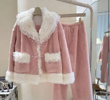 플리스 핑크 룸웨어 세트