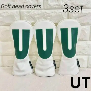 [ UT ] 골프 헤드커버 유틸리티 3세트 화이트 빅 로고 화이트