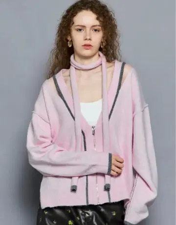 스톨 튤 슬릿 가디건