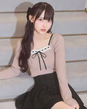 미셸 마카롱 리본 리브 니트탑 핑크 프리 사이즈