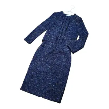 UNTITLED 38 네이비 트위드 스커트 셋업 새상품급