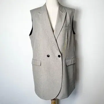 새상품급 JJXX 체크 무늬 더블 베스트 오버 사이즈 브라운