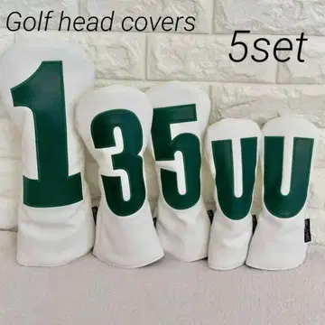 골프 클럽 헤드커버 드라이버 페어웨이 유틸리티 5종 화이트 빅 로고