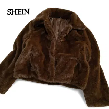 SHEIN 쉬인 숏 퍼 자켓 브라운 인조 모피 M